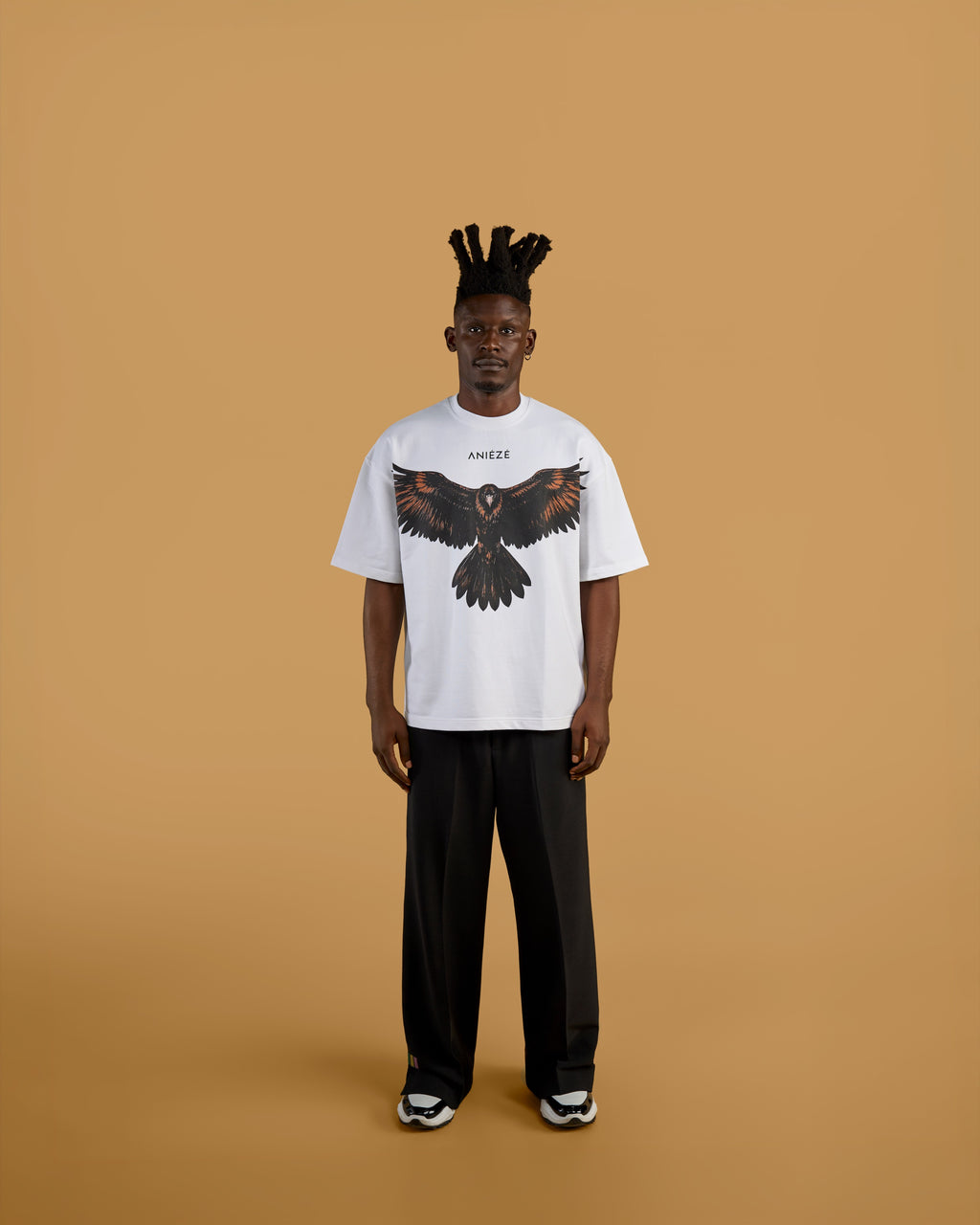 ANIÉZÉ Ascension Tee in Pearl Ivory, full body front view