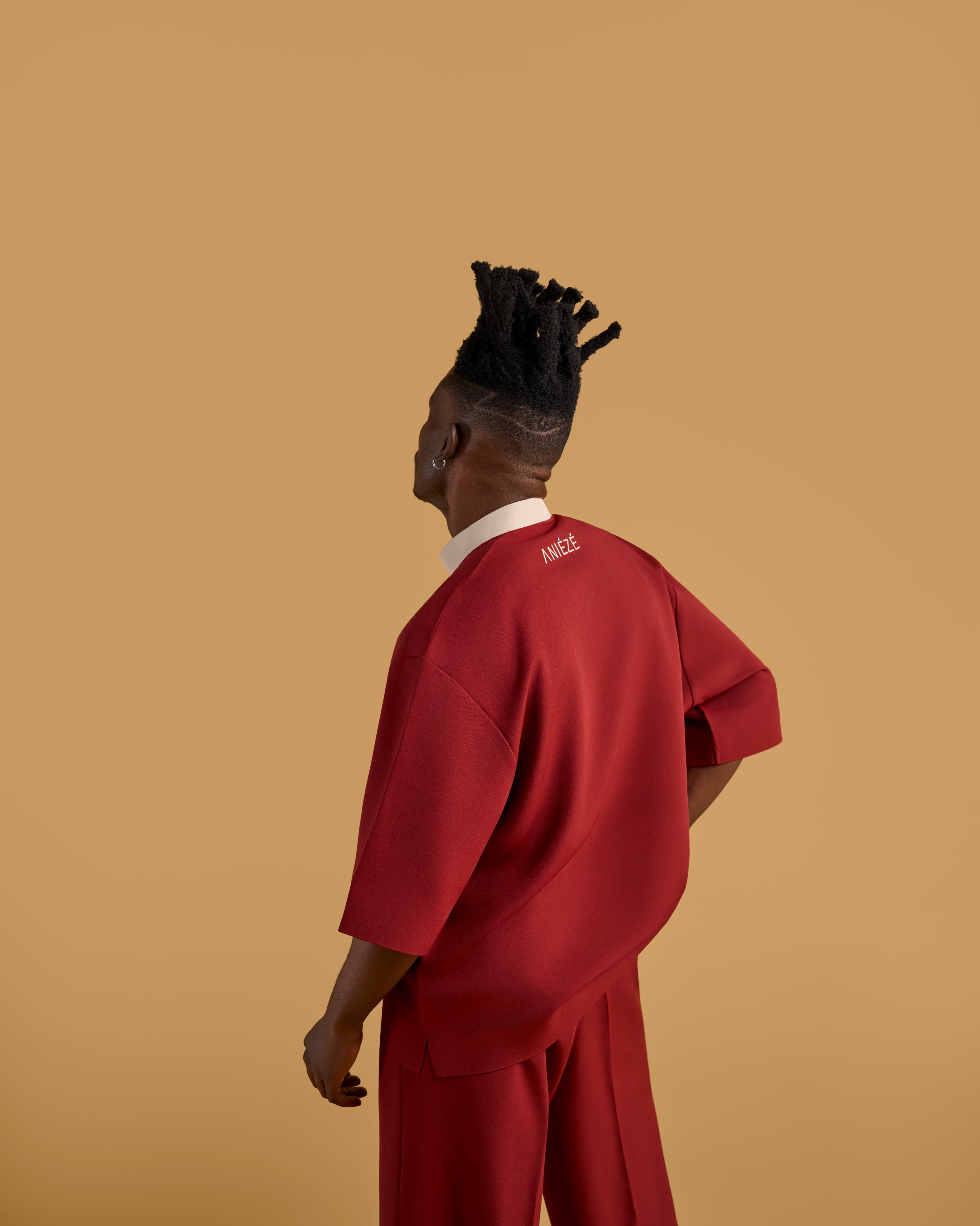 ANIÉZÉ Heritage Quarter Zip Set in Crimson Red