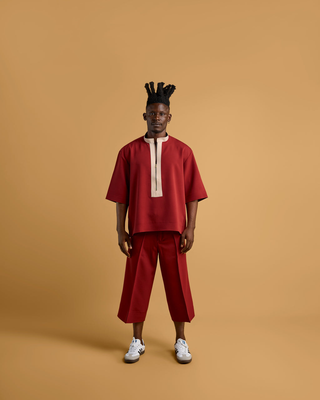 ANIÉZÉ Heritage Quarter Zip Set in Crimson Red