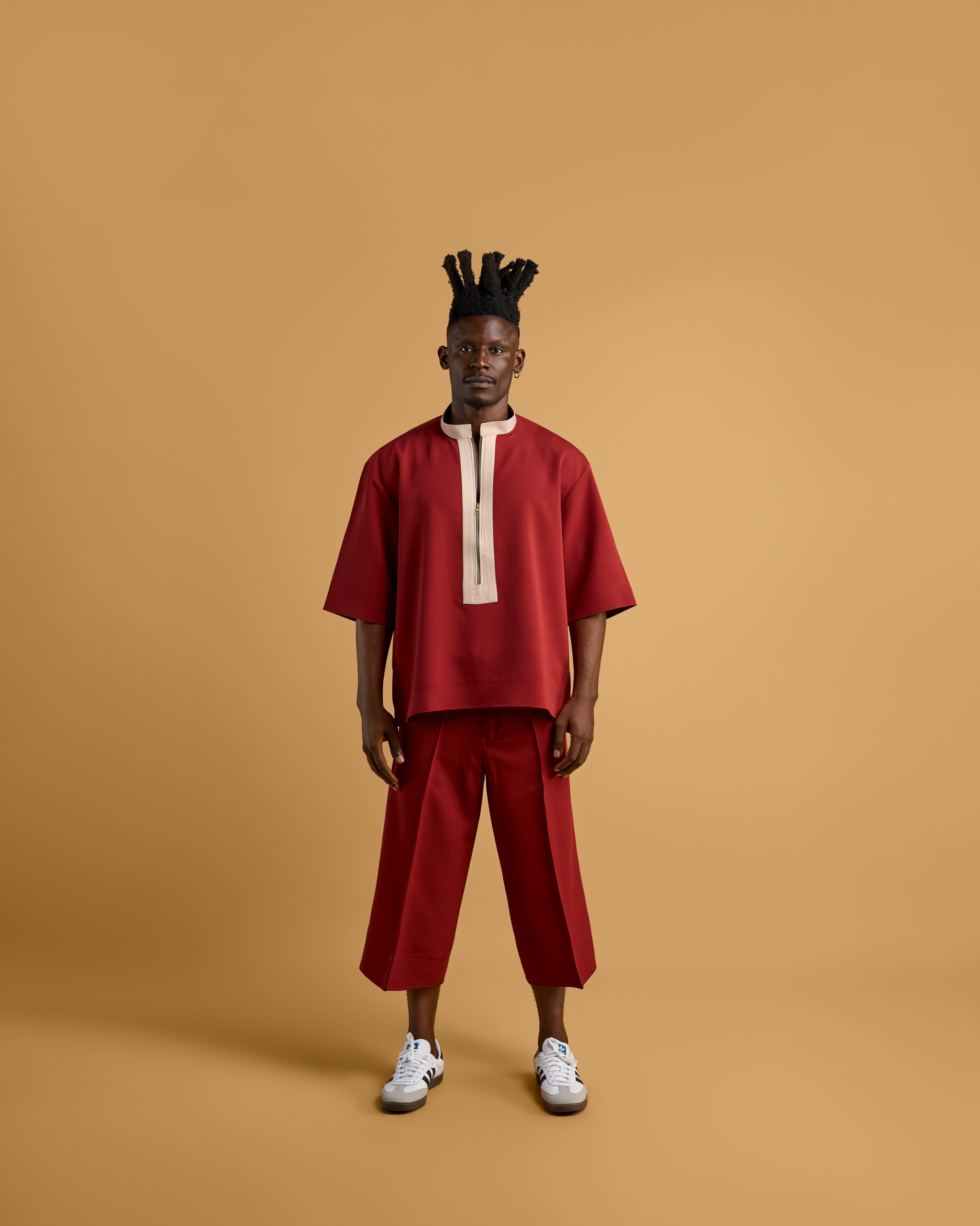 ANIÉZÉ Heritage Quarter Zip Set in Crimson Red