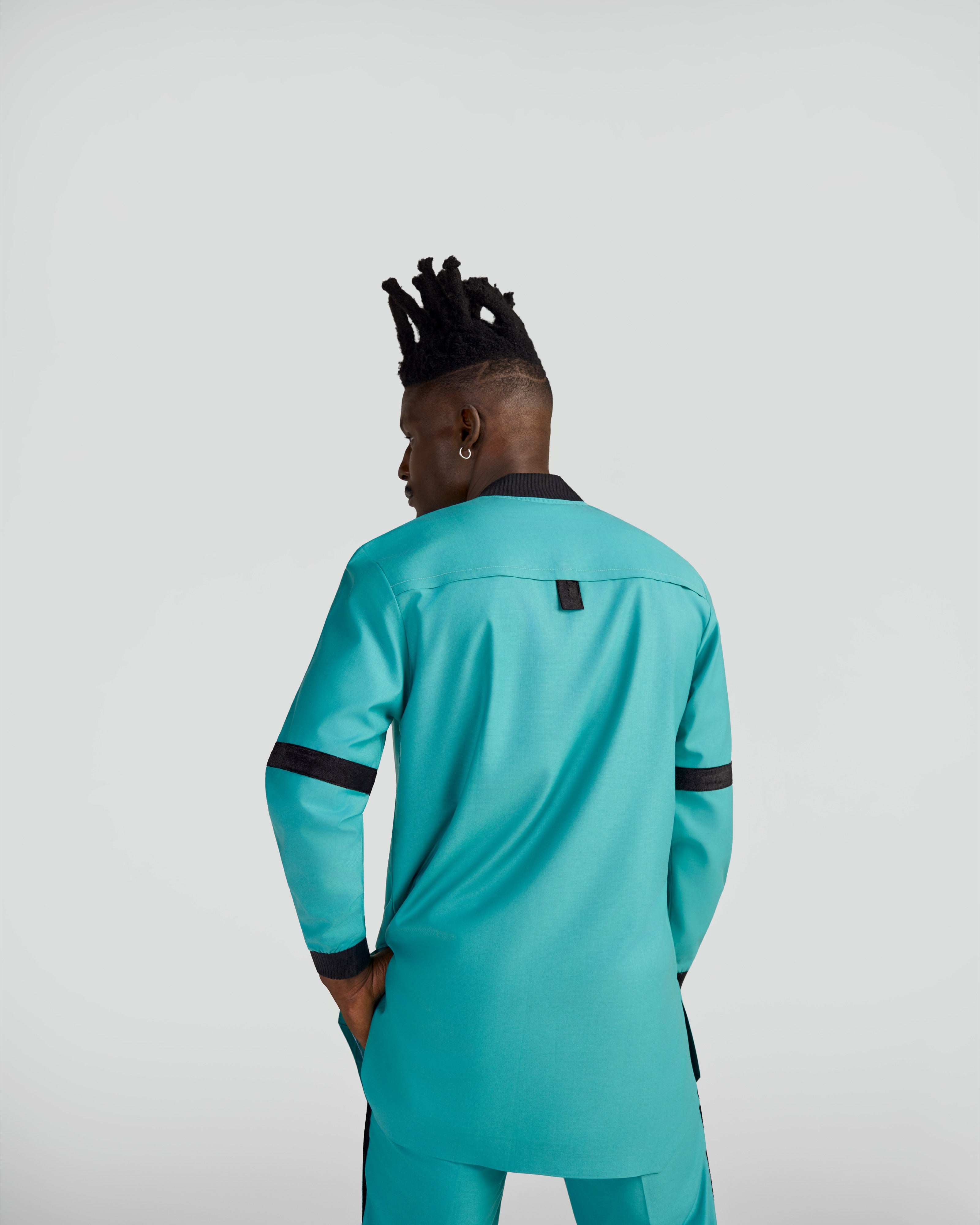 ANIÉZÉ The VarSen Set in Riviera Jade, worn, back view
