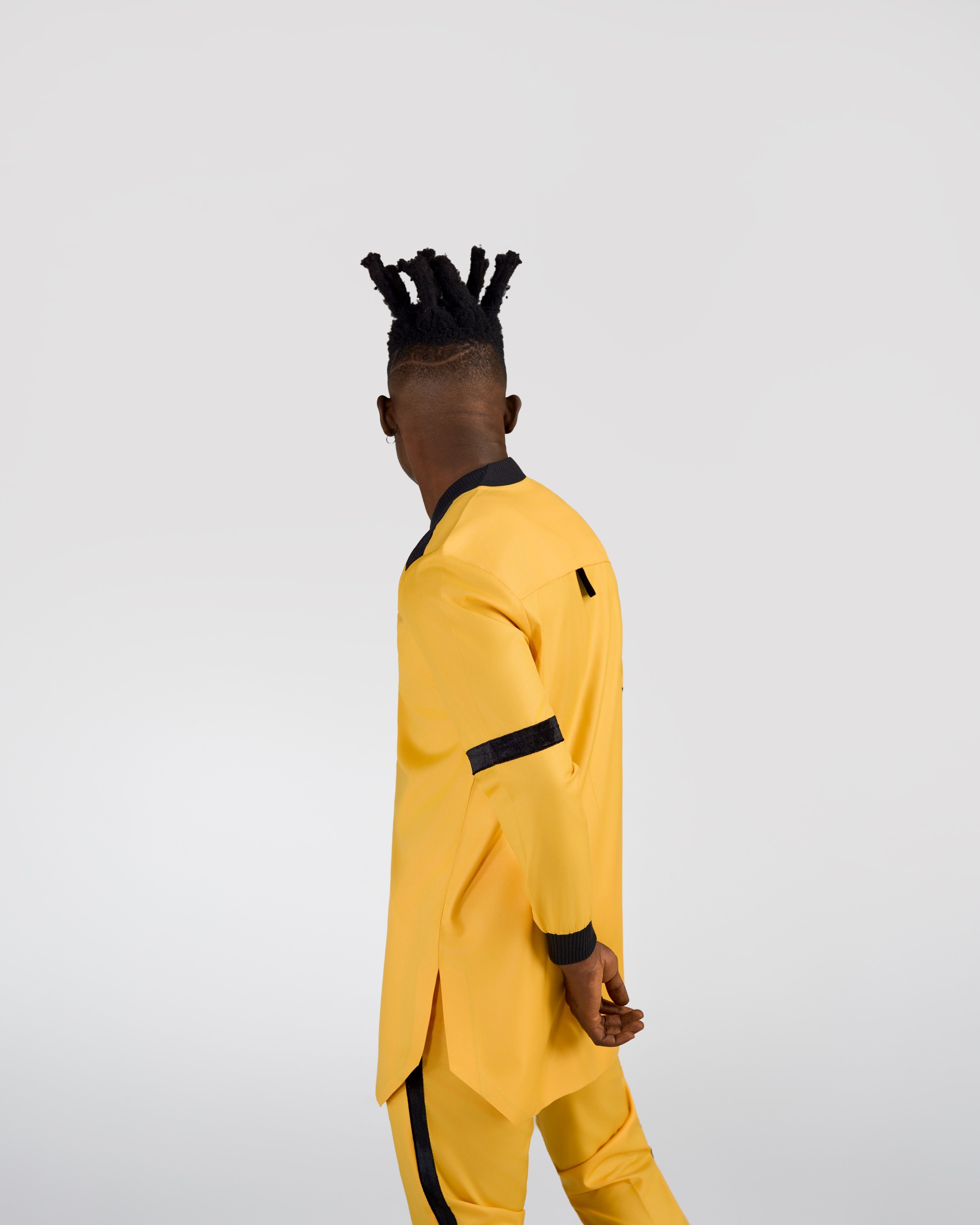ANIÉZÉ The VarSen Set in Saffron Gold, worn, back view, full body