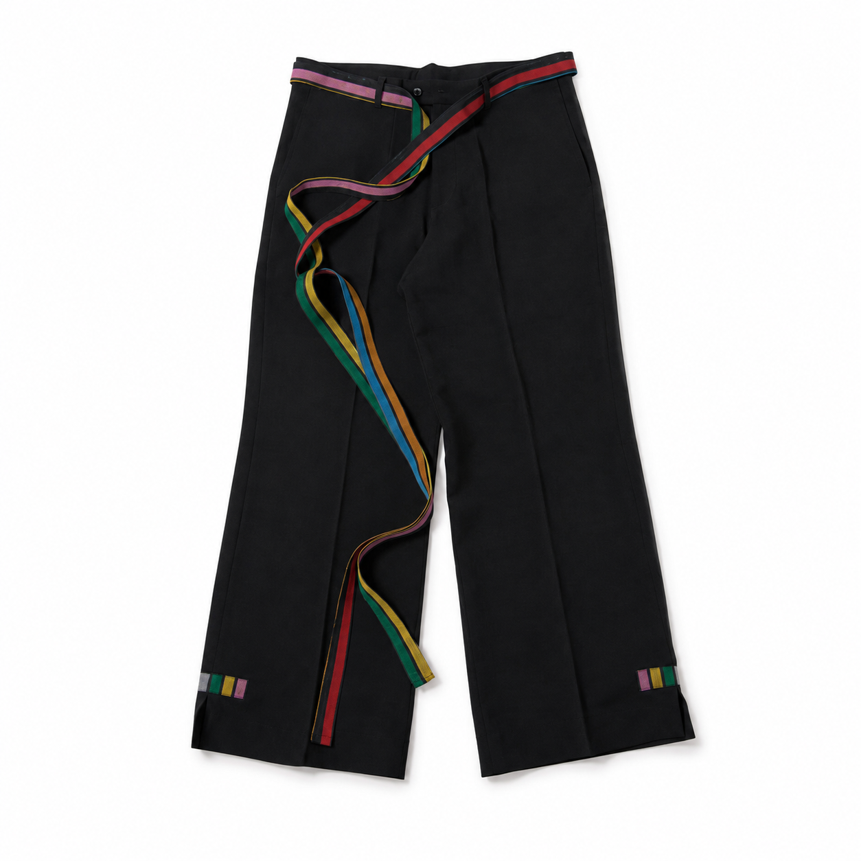 ANIÉZÉ Frame Set trousers, flat lay with Aso-Òkè sash belt